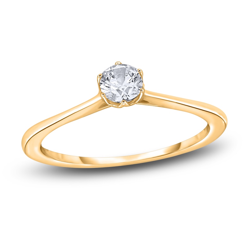 Main Image 1 of Diamond Cathedral Solitaire Engagement Ring 1/4 ct tw Round 14K Yellow Gold (I2/I)