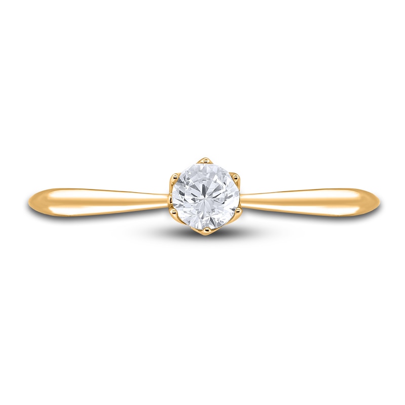 Main Image 3 of Diamond Cathedral Solitaire Engagement Ring 1/4 ct tw Round 14K Yellow Gold (I2/I)