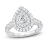 Diamond Double Halo Engagement Ring 1-1/2 ct tw Pear/Round 14K White ...