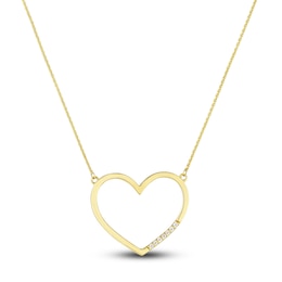 Diamond Heart Necklace 1/20 ct tw Round 14K Yellow Gold 16&quot; Adj.