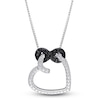 Thumbnail Image 0 of Black Diamond Heart Necklace 1/20 ct tw Round Sterling Silver 18"