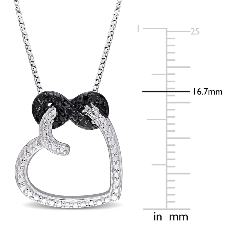 Black Diamond Heart Necklace 1/20 ct tw Round Sterling Silver 18"