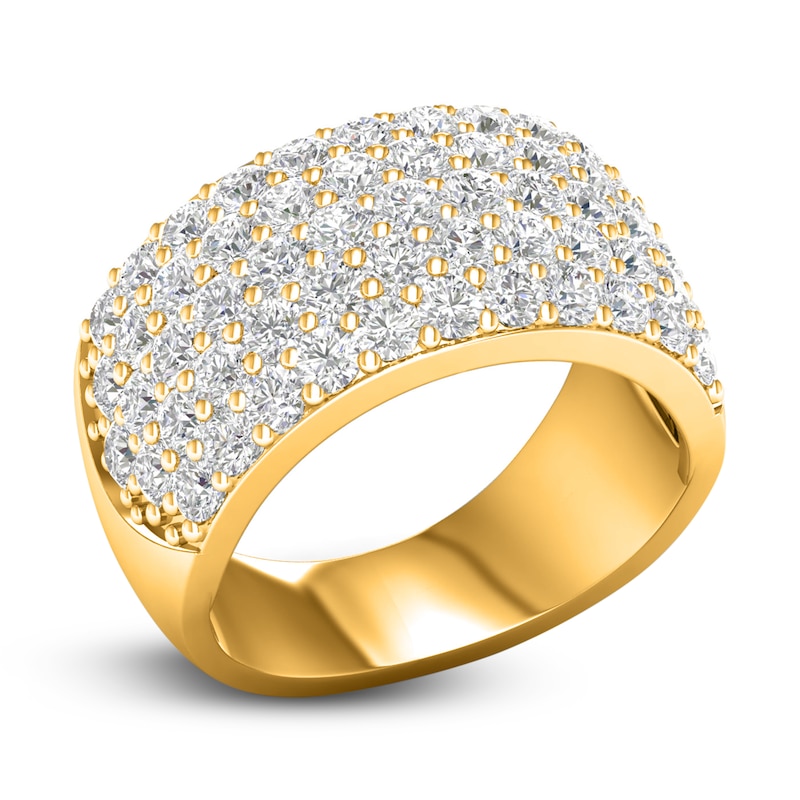 Lab-Created Diamond Pave Ring 3 ct tw Round 14K Yellow Gold