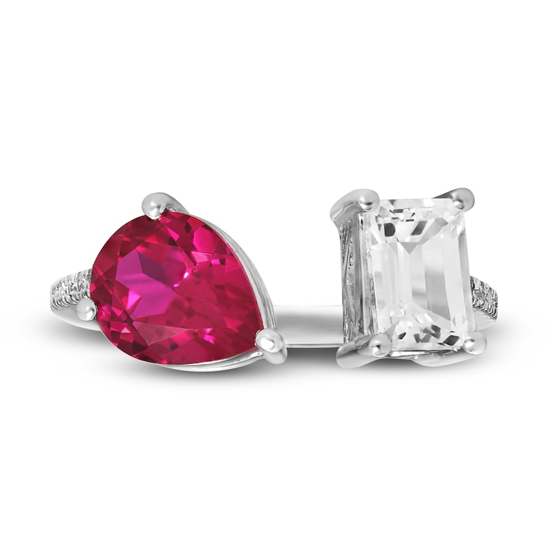 Lab-Created Ruby & White Lab-Created Sapphire Ring 10K White Gold