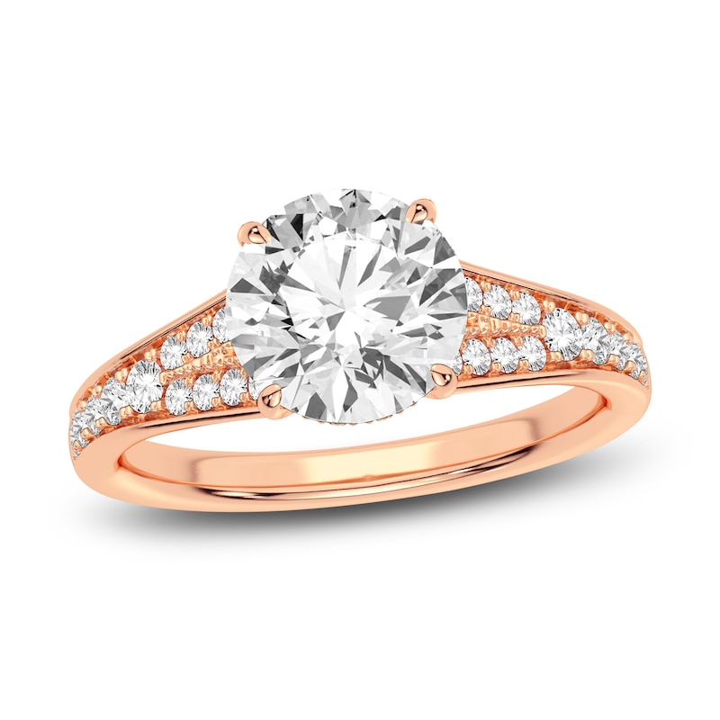 Main Image 1 of Lab-Created Diamond Engagement Ring 2-1/3 ct tw Round 14K Rose Gold