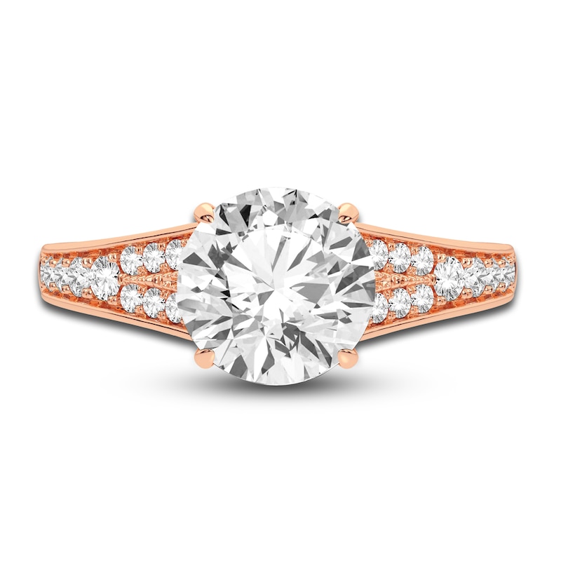 Main Image 3 of Lab-Created Diamond Engagement Ring 2-1/3 ct tw Round 14K Rose Gold