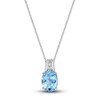 Thumbnail Image 0 of Natural Blue Topaz & White Lab-Created Sapphire Pendant Necklace 10K White Gold 18"