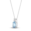 Thumbnail Image 1 of Natural Blue Topaz & White Lab-Created Sapphire Pendant Necklace 10K White Gold 18"