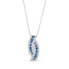 Thumbnail Image 0 of Kallati Round-Cut Natural Blue Sapphire Pendant Necklace 1/3 ct tw Diamonds 14K White Gold 18"