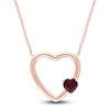 Thumbnail Image 0 of Natural Garnet Heart Pendant Necklace 10K Rose Gold 17"