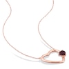 Thumbnail Image 1 of Natural Garnet Heart Pendant Necklace 10K Rose Gold 17"