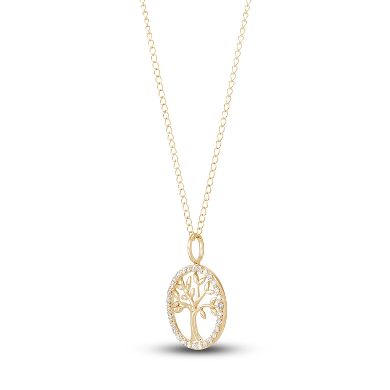 Main Image 2 of Children's Diamond Family Tree Necklace 1/10 ct tw Round 14K Yellow Gold 13&quot;