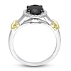 Thumbnail Image 3 of Y-Knot Black Diamond Ring 2-1/8 ct tw Oval/Round 14K Two-Tone Gold