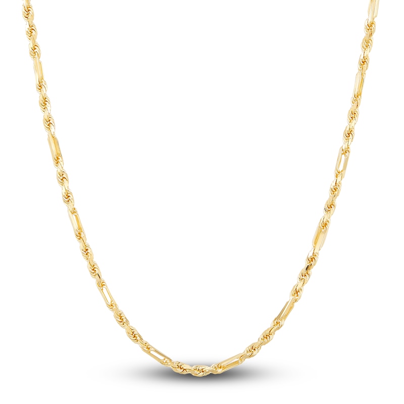 Hollow Rope Chain Necklace 14K Yellow Gold 22" 2.5mm