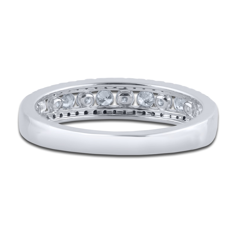 Main Image 3 of Black & White Diamond Anniversary Band 1/2 ct tw Round 14K White Gold