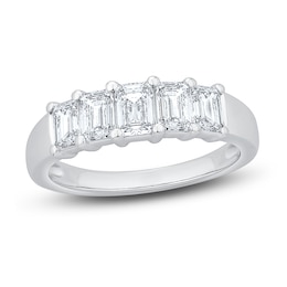 Diamond Anniversary Ring 1-7/8 ct tw Emerald 14K White Gold
