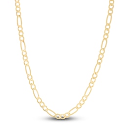 Men's Solid Figaro Chain Necklace 14K Yellow Gold 20&quot; 6.0mm