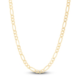 Men's Solid Figaro Chain Necklace 14K Yellow Gold 24&quot; 7.0mm