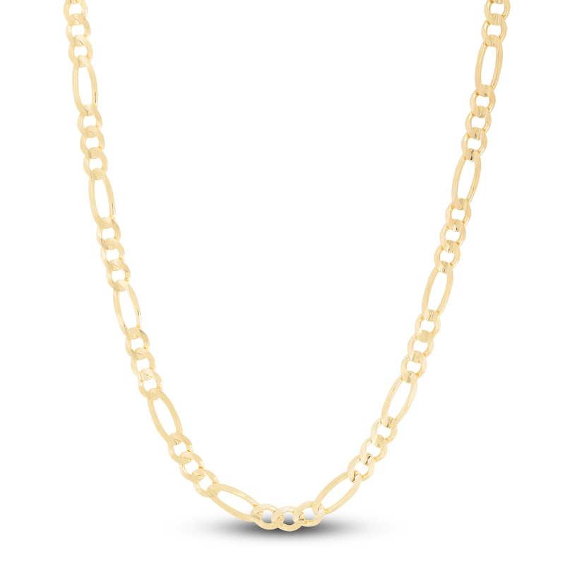 Men's Solid Figaro Chain Necklace 14K Yellow Gold 24" 7.0mm