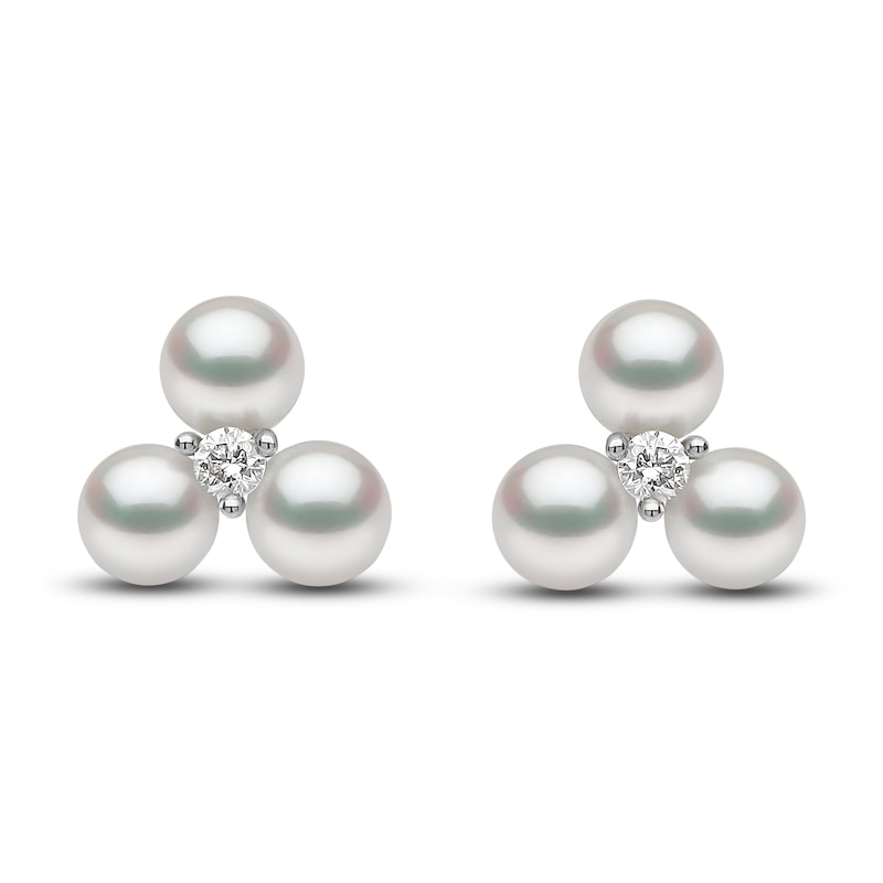 Main Image 1 of Yoko London Freshwater Cultured Pearl Earrings Diamond Accents 18K White Gold