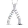 Thumbnail Image 1 of Diamond Wishbone Pendant Necklace 1/8 ct tw Round 14K White Gold 18&quot;