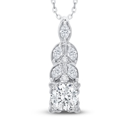 Marquise & Round Diamond Pendant Necklace 5/8 ct tw 14K White Gold