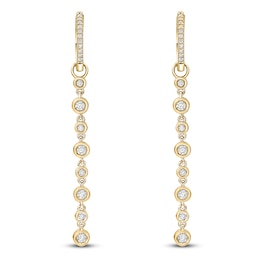 Brilliant Moments Diamond Hoop Drop Earrings 1/2 ct tw 14K Yellow Gold