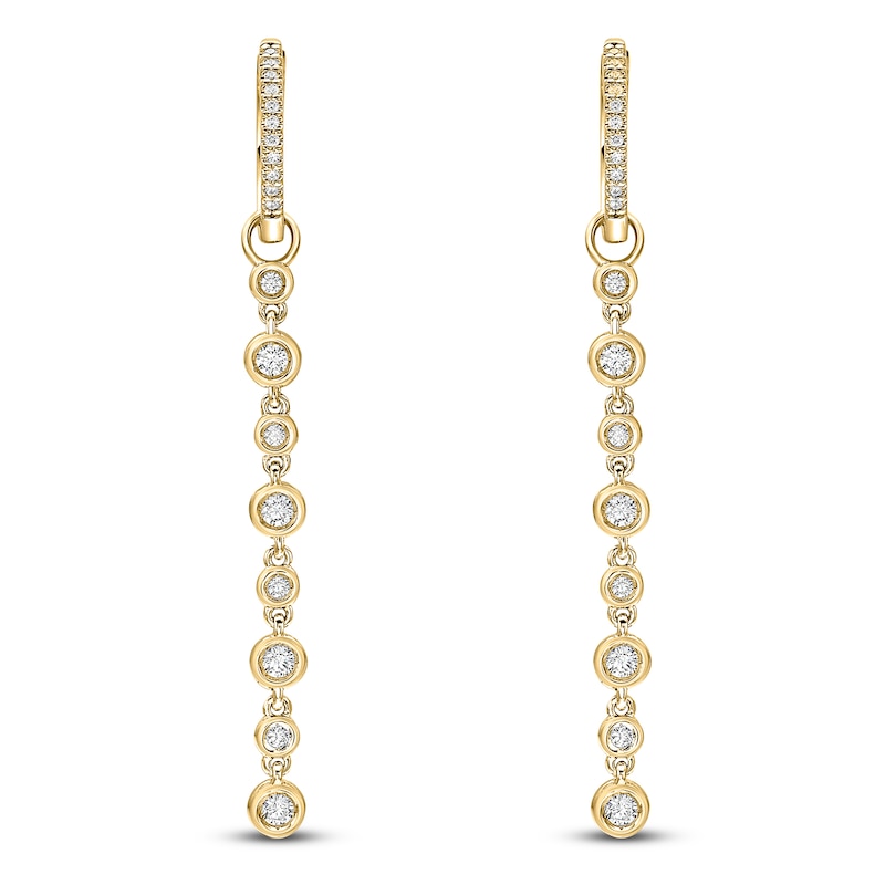 Main Image 1 of Brilliant Moments Diamond Hoop Drop Earrings 1/2 ct tw 14K Yellow Gold