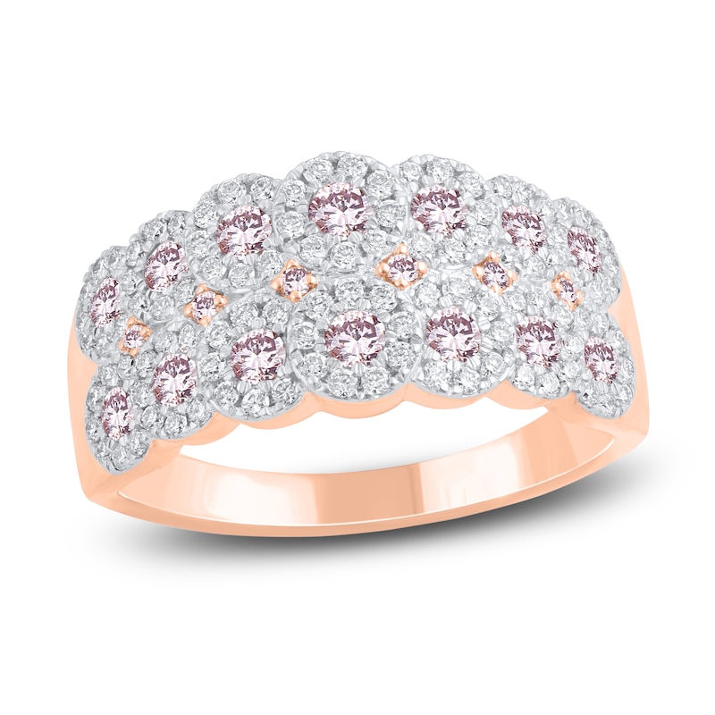 Pink & White Diamond Multi-Row Ring 1 ct tw 14K Rose Gold