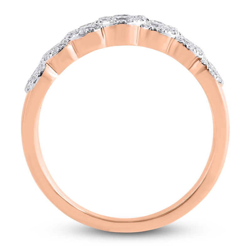 Main Image 2 of Pink & White Diamond Multi-Row Ring 1 ct tw 14K Rose Gold