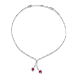 Le Vian Couture Heart-Shaped Natural Pink Tourmaline Dangle Necklace 1-1/3 ct tw Diamonds 18K Vanilla Gold