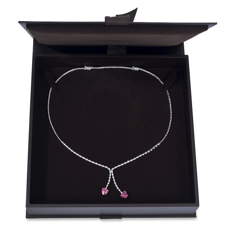 Main Image 2 of Le Vian Couture Heart-Shaped Natural Pink Tourmaline Dangle Necklace 1-1/3 ct tw Diamonds 18K Vanilla Gold