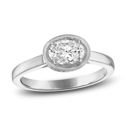 Oval & Round-Cut Diamond Solitaire Ring 3/4 ct tw 14K White Gold 7.7mm