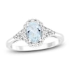 Thumbnail Image 1 of Oval-Cut Natural Aquamarine & Diamond Ring 1/5 ct tw 10K White Gold