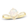 Thumbnail Image 1 of Lab-Created Opal & Diamond Chevron Ring 1/8 ct tw 10K Yellow Gold