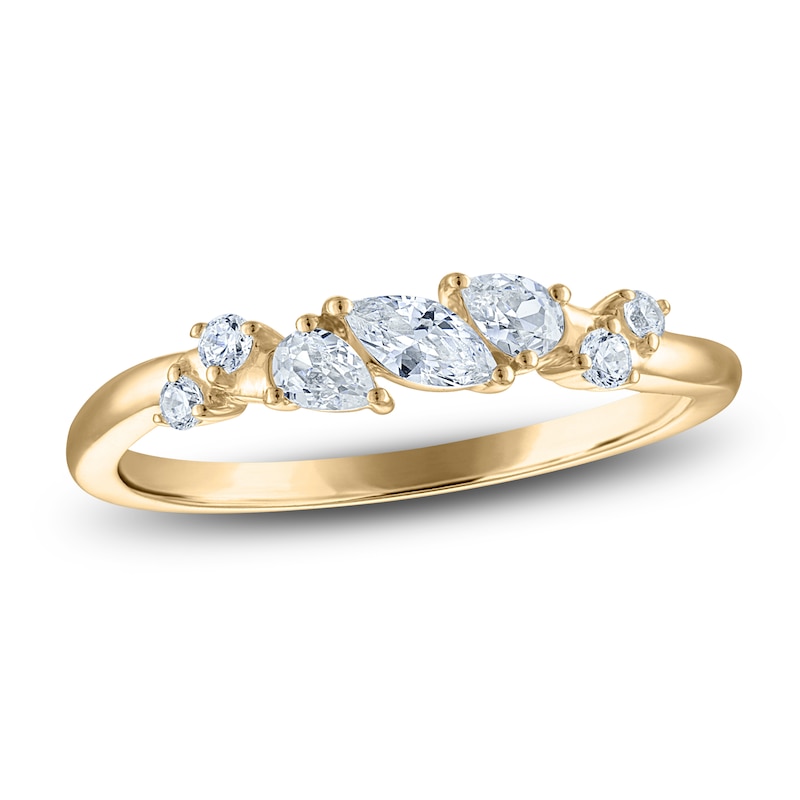 Marquise, Pear & Round Diamond Anniversary Ring 3/8 ct tw 14K Yellow Gold