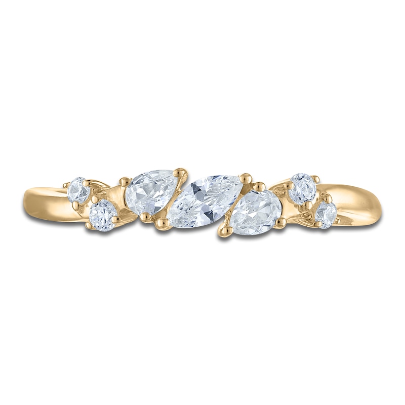 Marquise, Pear & Round Diamond Anniversary Ring 3/8 ct tw 14K Yellow Gold