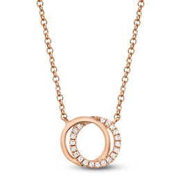 Shy Creation Diamond Overlapping Circles Necklace 1/20 ct tw 14K Rose Gold 18&quot; SC55009639