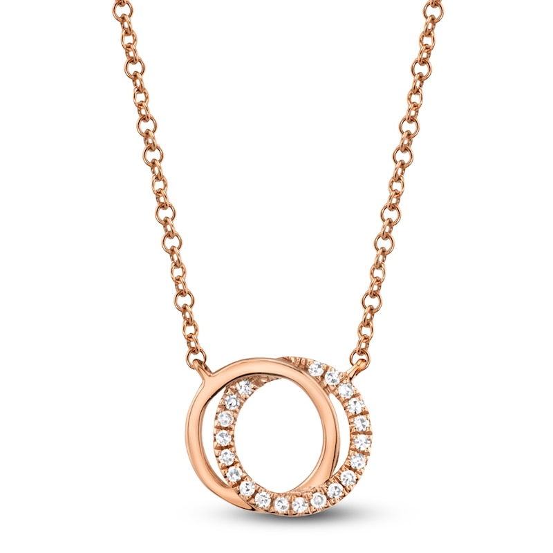 Main Image 1 of Shy Creation Diamond Overlapping Circles Necklace 1/20 ct tw 14K Rose Gold 18&quot; SC55009639