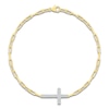 Thumbnail Image 1 of Diamond Sideways Cross Paperclip Chain Bracelet 1/8 ct tw 10K Yellow Gold 7.5&quot;