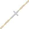 Thumbnail Image 2 of Diamond Sideways Cross Paperclip Chain Bracelet 1/8 ct tw 10K Yellow Gold 7.5&quot;