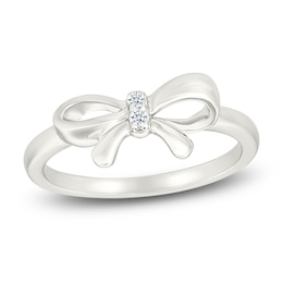 Diamond Accent Bow Ring Sterling Silver