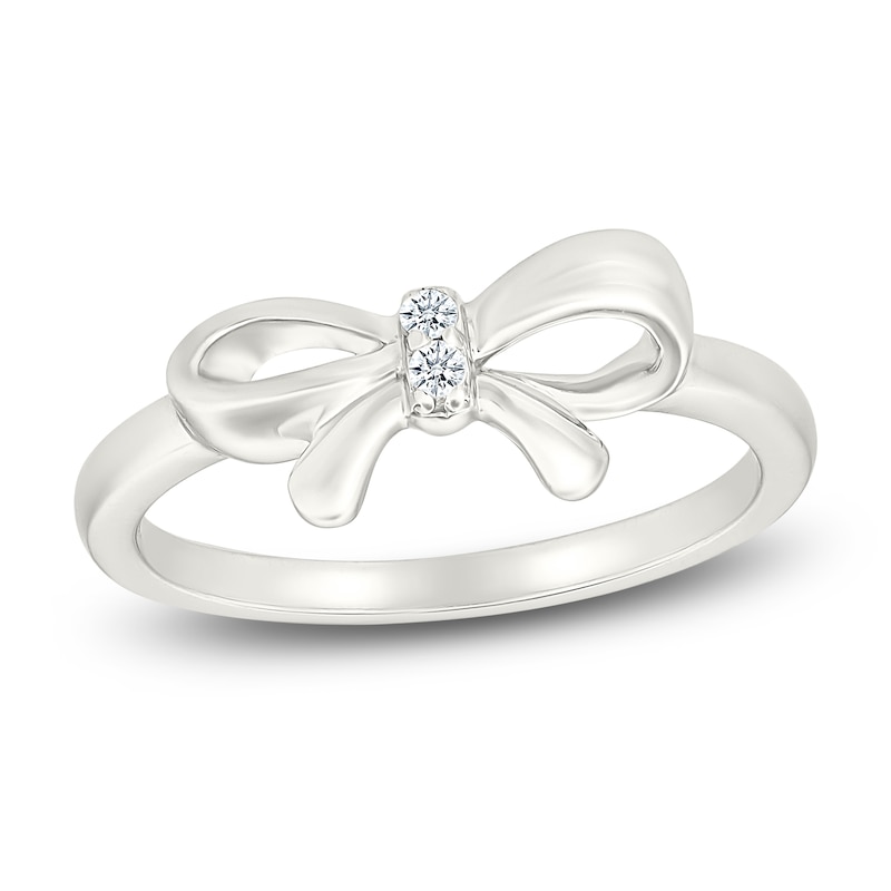 Main Image 1 of Diamond Accent Bow Ring Sterling Silver