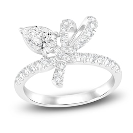 Pear-Shaped Lab-Created Diamond Bow Ring 1-1/4 ct tw 14K White Gold