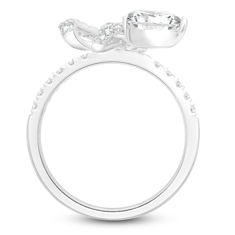 Main Image 3 of Pear-Shaped Lab-Created Diamond Bow Ring 1-1/4 ct tw 14K White Gold