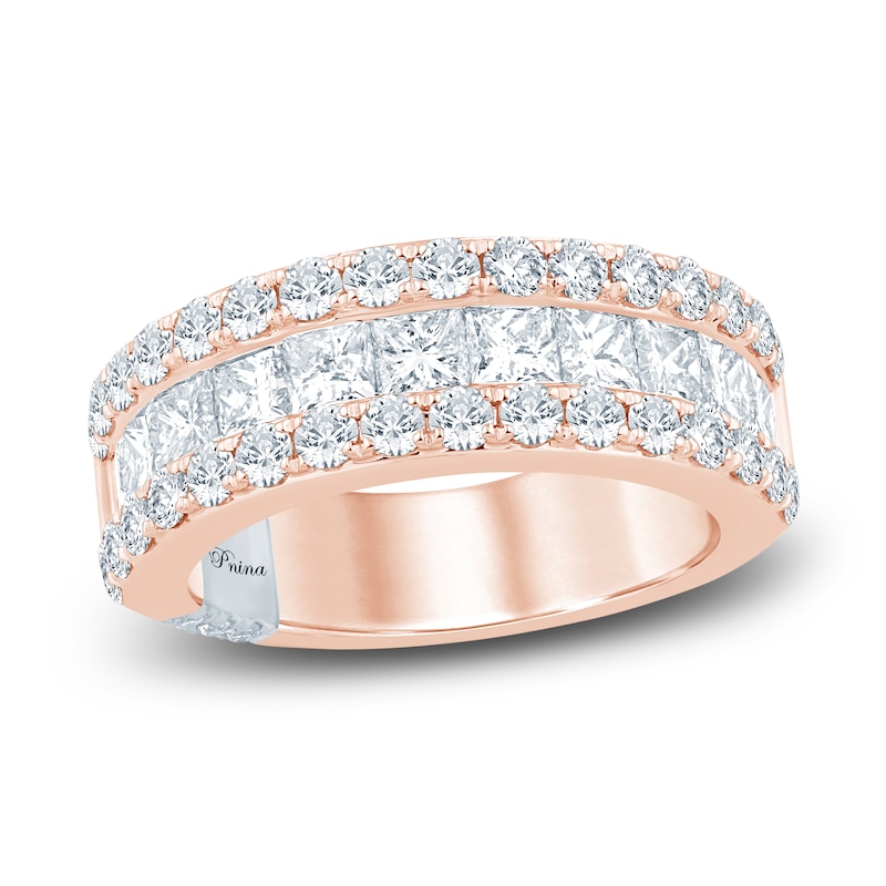 Pnina Tornai Couture Princess & Round-Cut Diamond Anniversary Ring 3 ct tw 18K Rose Gold