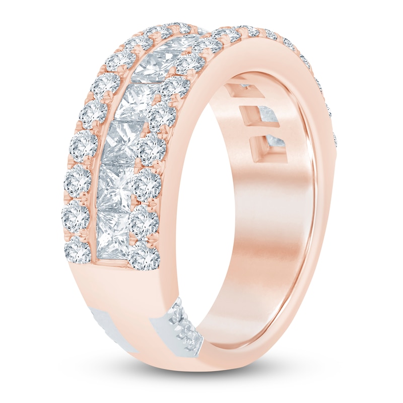 Pnina Tornai Couture Princess & Round-Cut Diamond Anniversary Ring 3 ct tw 18K Rose Gold