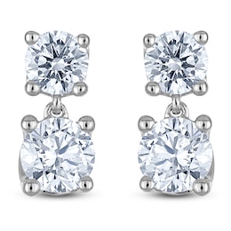 Blue Nile X Jared Diamond Two-Stone Dangle Earrings 1 ct tw 14K White Gold