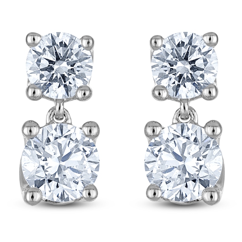 Blue Nile X Jared Diamond Two-Stone Dangle Earrings 1 ct tw 14K White Gold