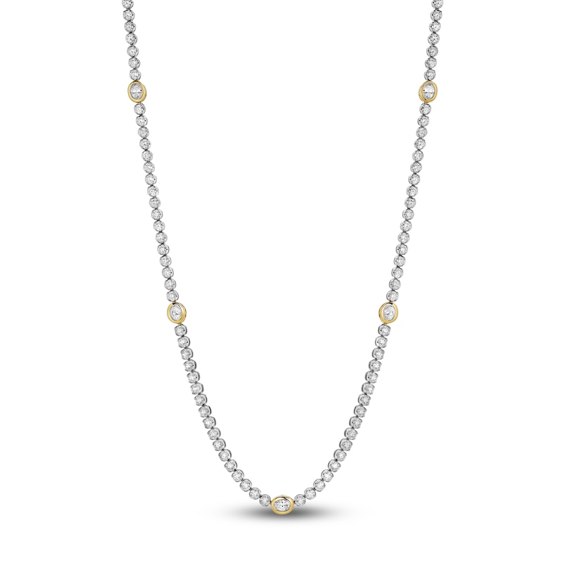 Blue Nile X Jared Oval & Round-Cut Diamond Tennis Necklace 6 ct tw 14K Two-Tone Gold 18"